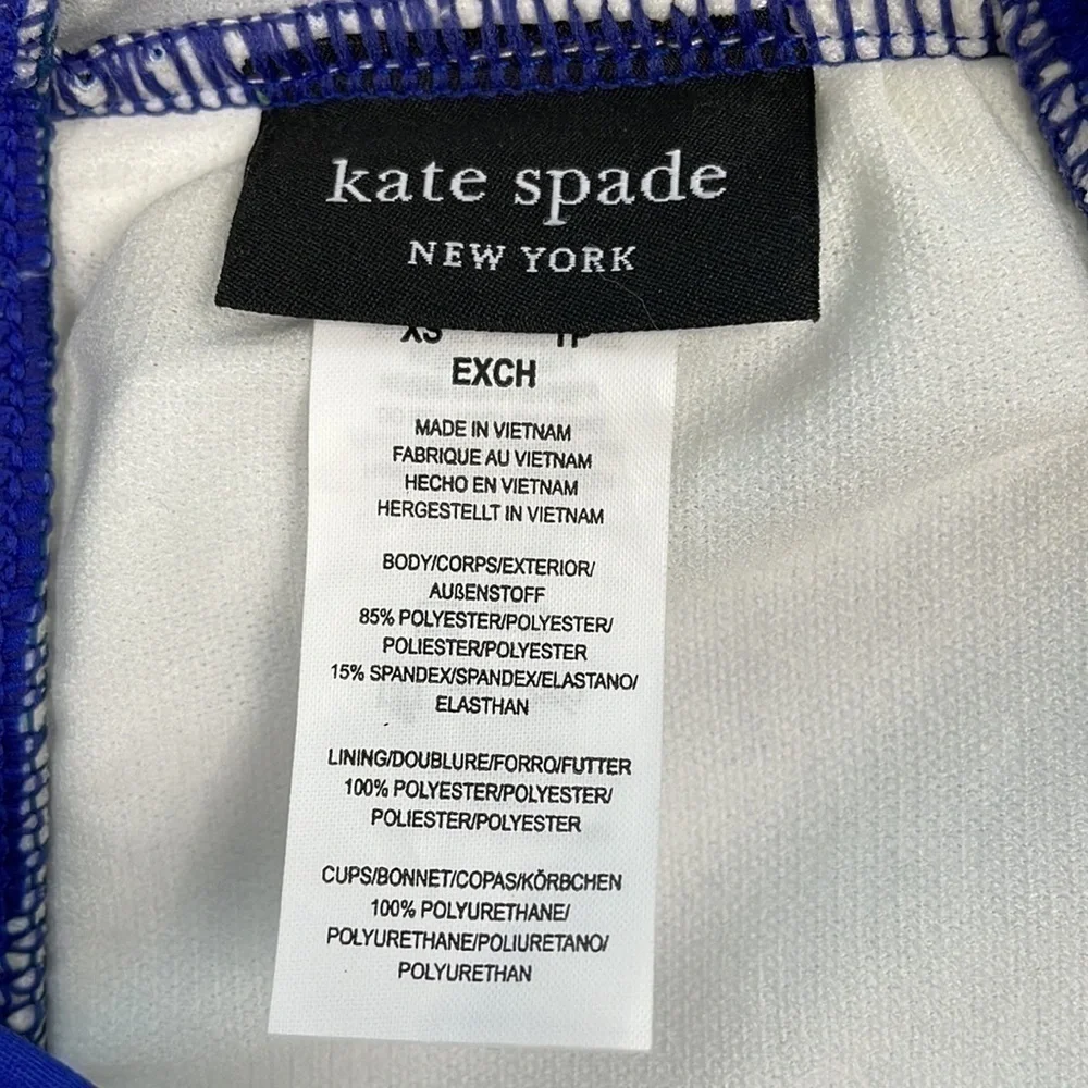 NWT Kate Spade Blue Berry Shoulder Tie Bikini Swimsuit Floral Sz XS